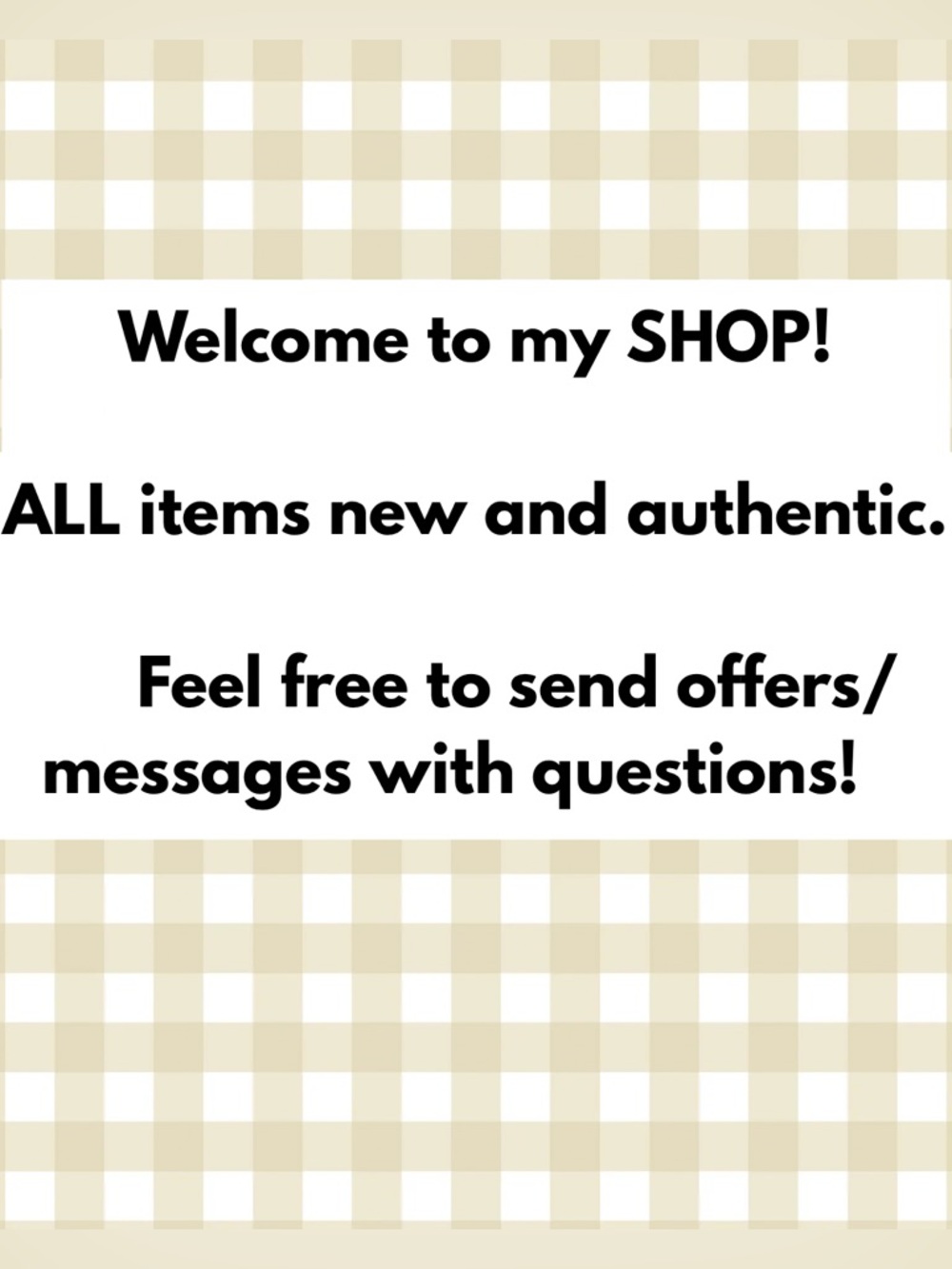 Shop Welcome Sign - Neutral Check Welcome Graphic